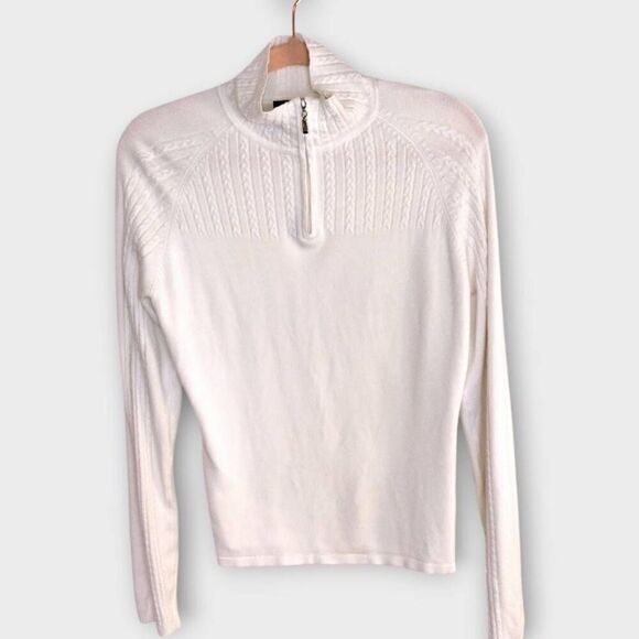Nils Womens Sweater Sz Large White Ribbed Silver Zip TNeck - Picture 1 of 9